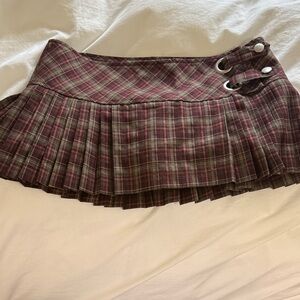 I.AM.GIA Burgundy Plaid Mini Skirt